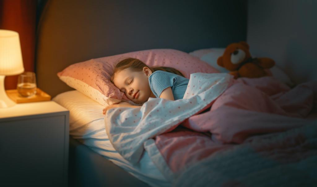 Child is sleeping in the bed. How To Create The Ultimate Sleep-Friendly Home For Buyers.