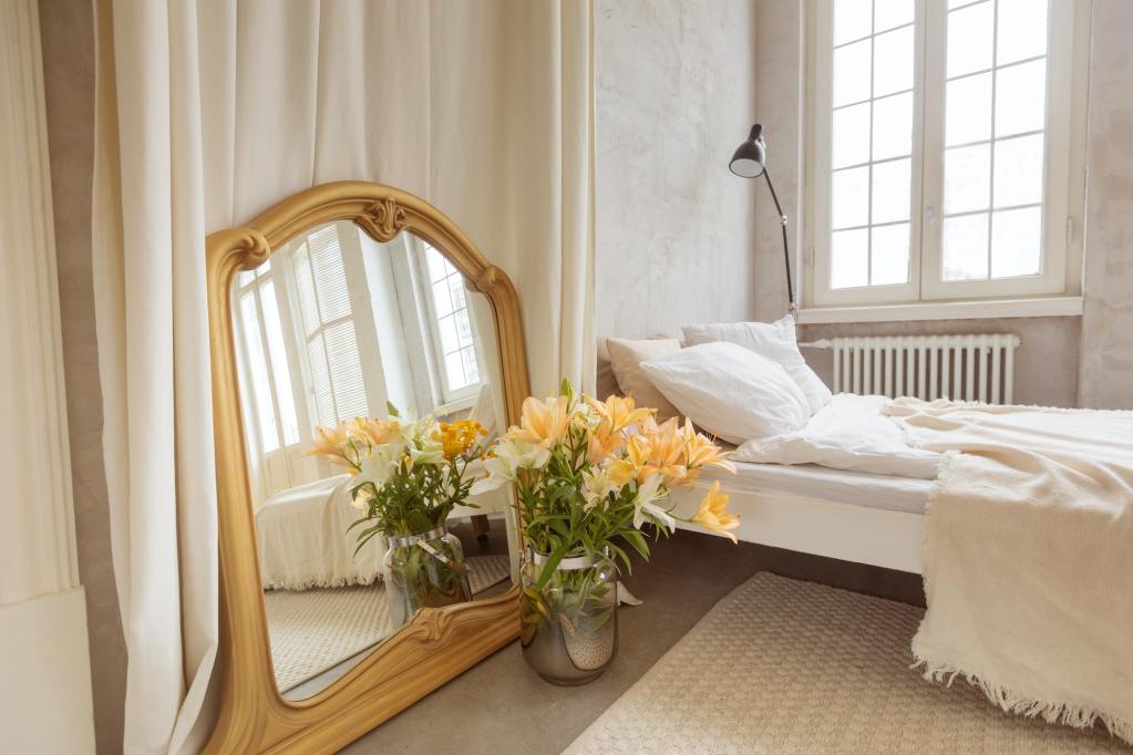 Improve The Look Of Your Bedroom By Adding A Mirror Like This One. A Big Mirror Next To A Bed.